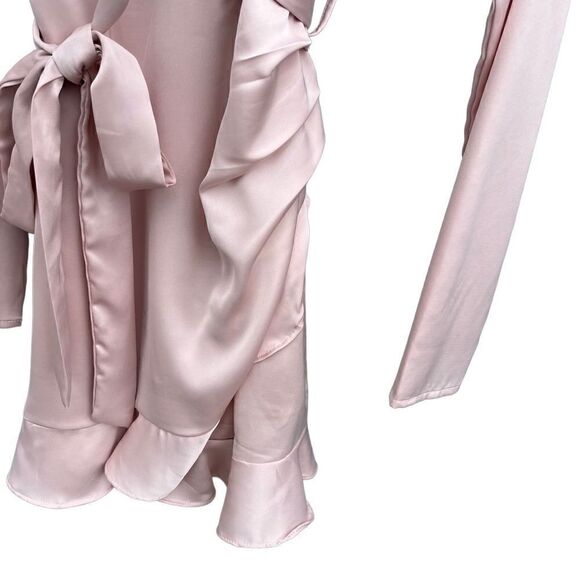 ALTAR’D State Wrap Dress Long Sleeve V-Neck Ruffled in Light Pink Women's Size S - Picture 6 of 7